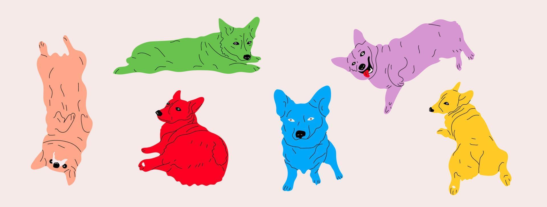 cartone animato colore personaggi corgi impostare. vettore