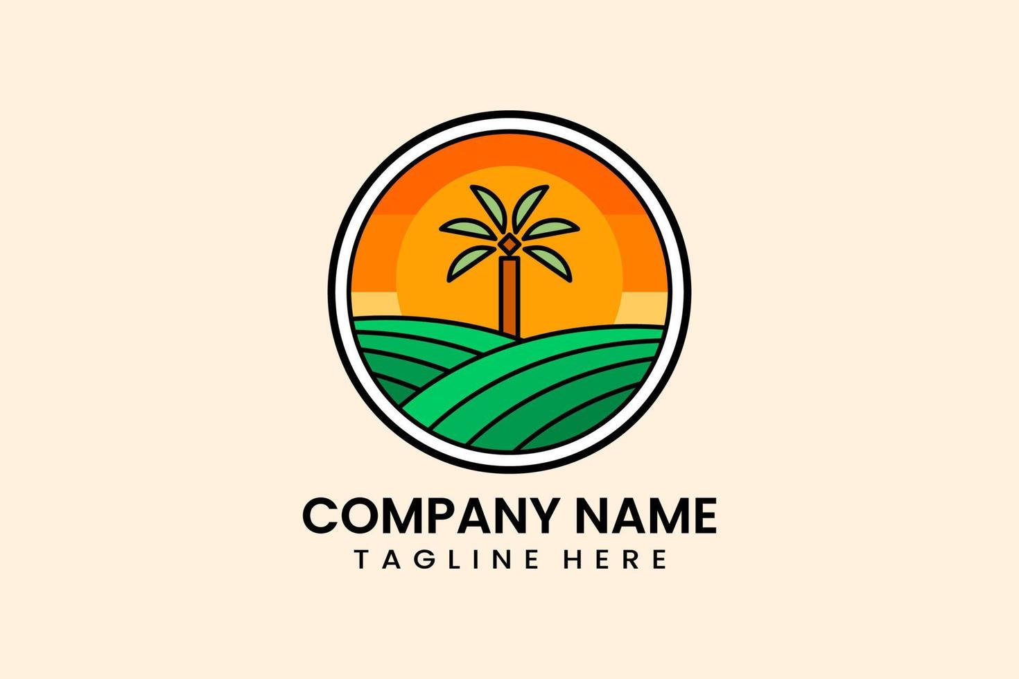 piatto palma albero azienda agricola logo modello design logotipo vettore