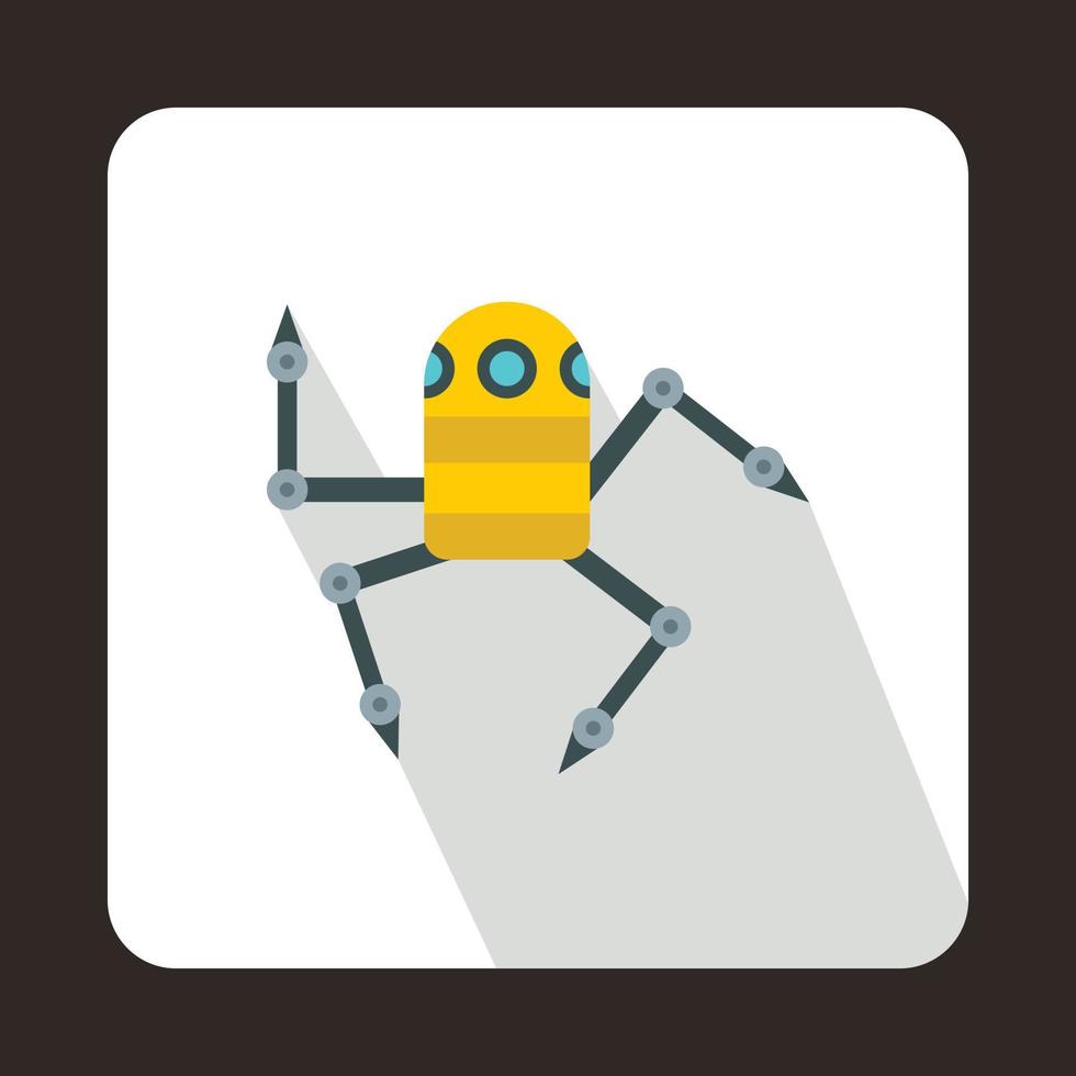 robot ragno icona, piatto stile vettore
