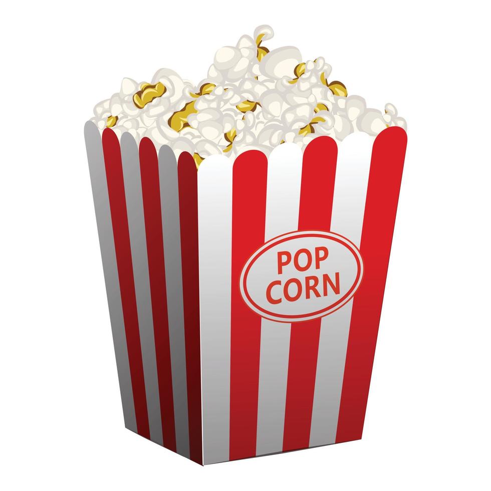 Popcorn cestino icona, cartone animato stile vettore