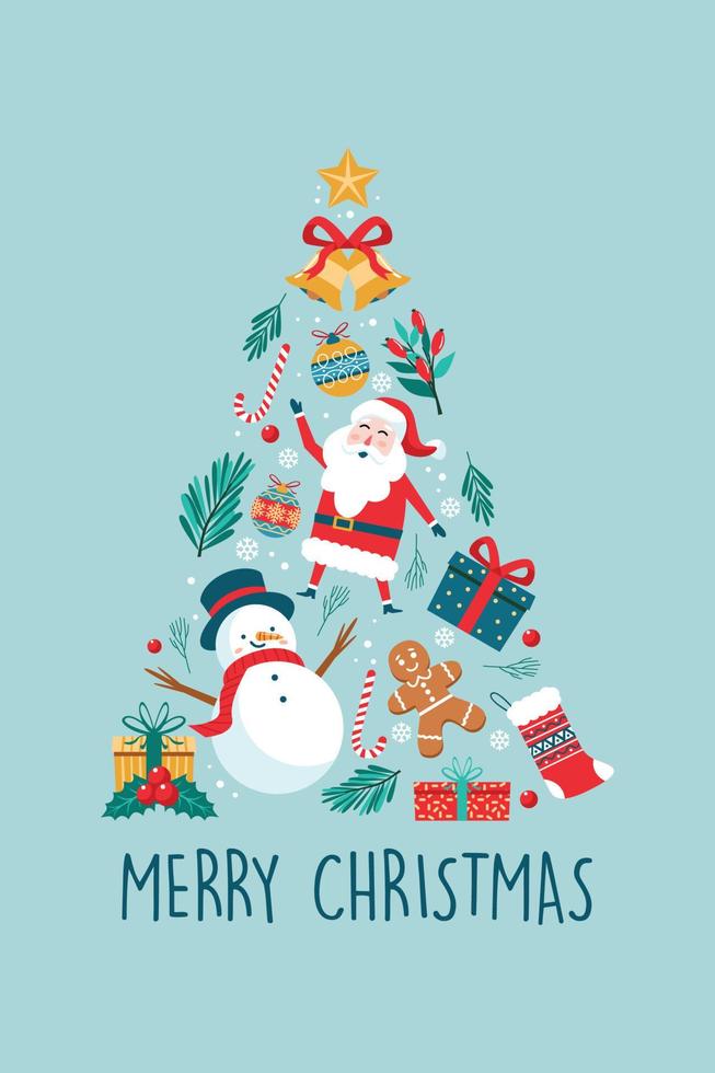 Natale albero. allegro Natale e nuovo anno saluto carta. vettore illustrazione