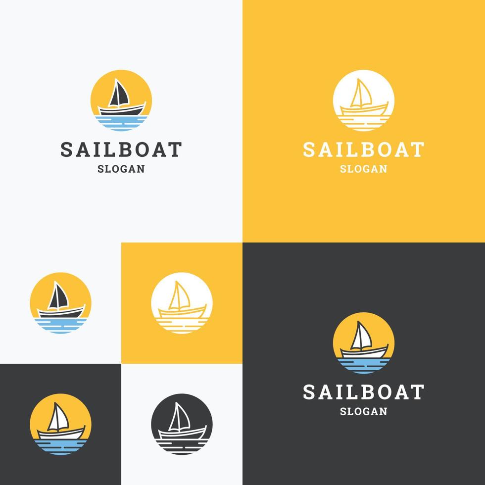 modello di progettazione dell'icona del logo della barca a vela vettore