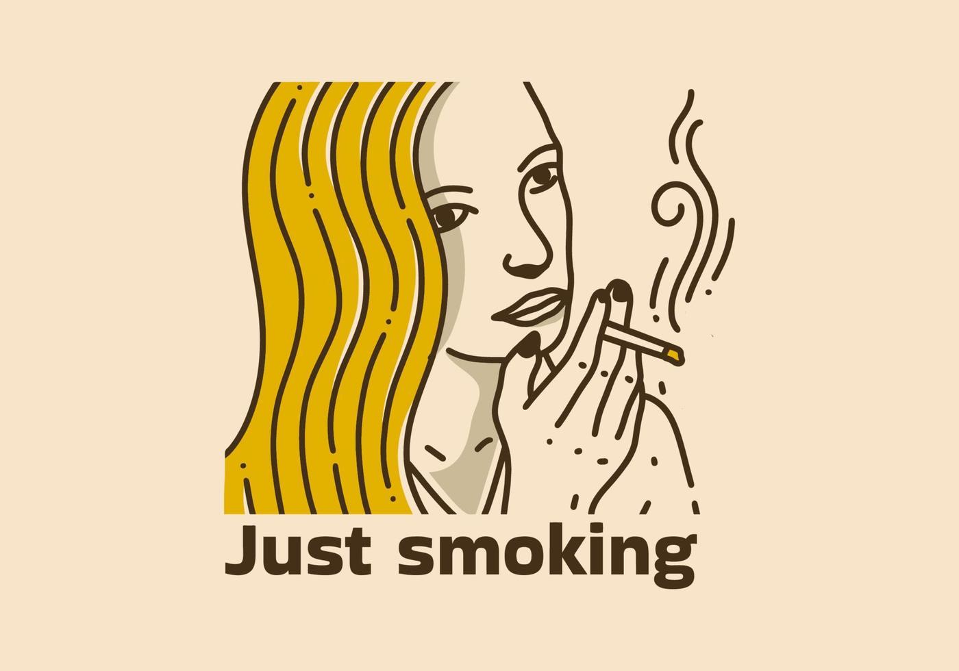 Vintage ▾ illustrazione di donna fumo vettore