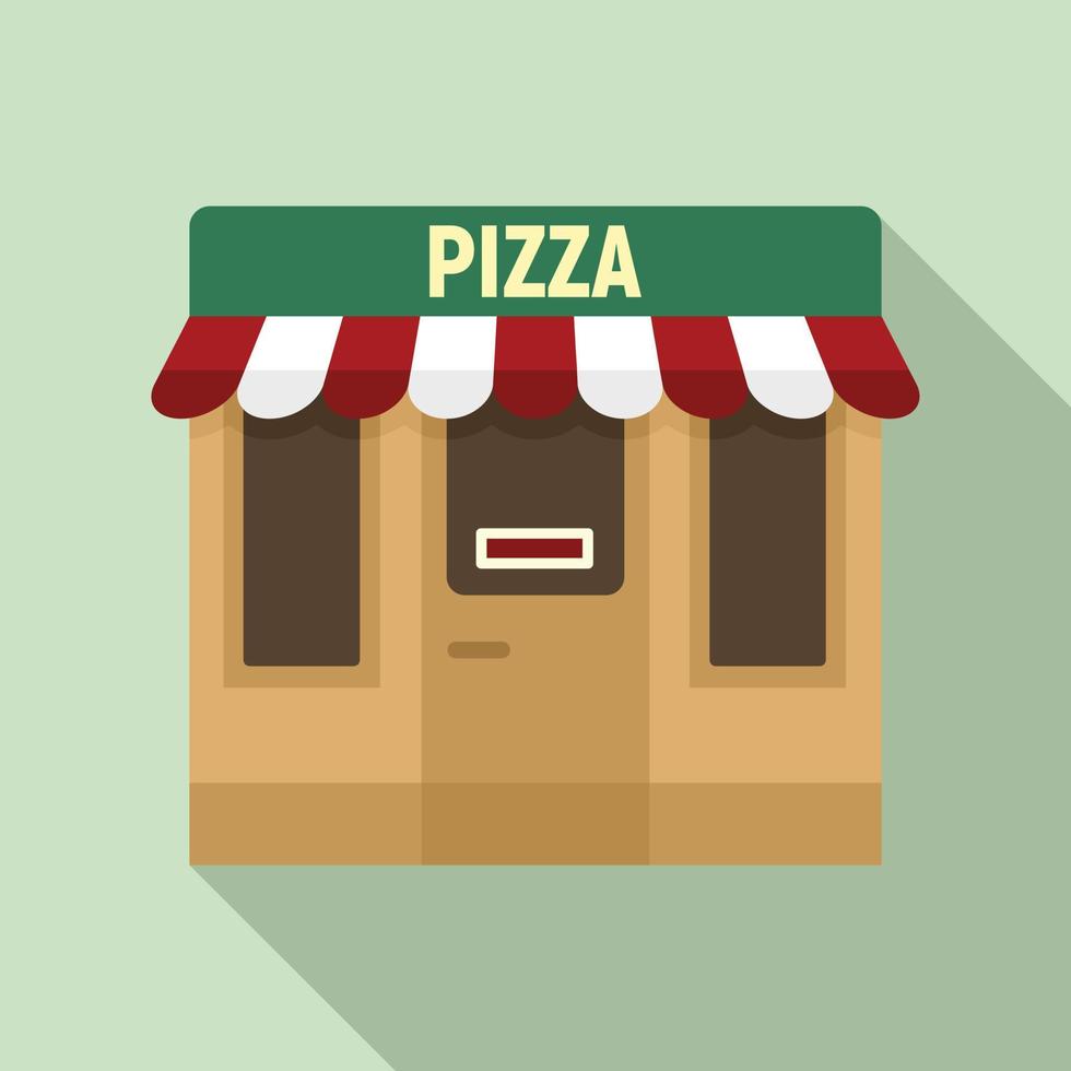 Pizza strada negozio icona, piatto stile vettore