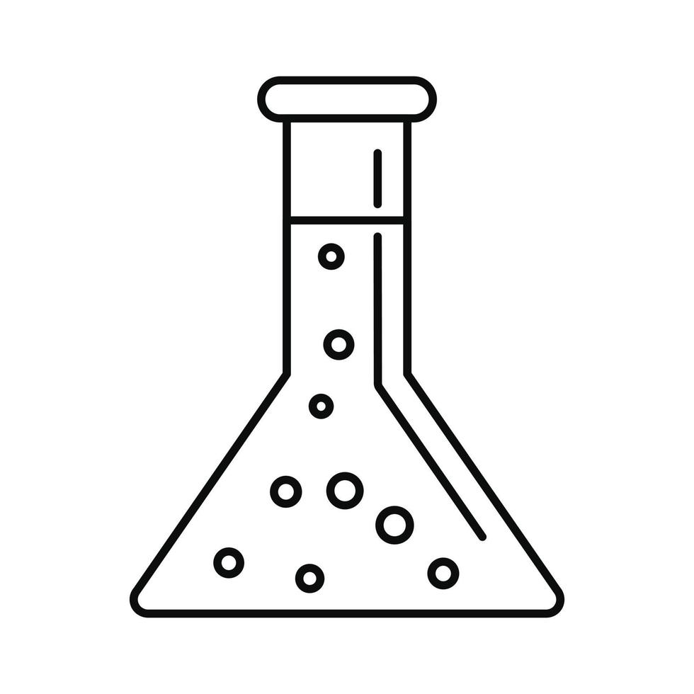 conica chimico pentola icona, schema stile vettore