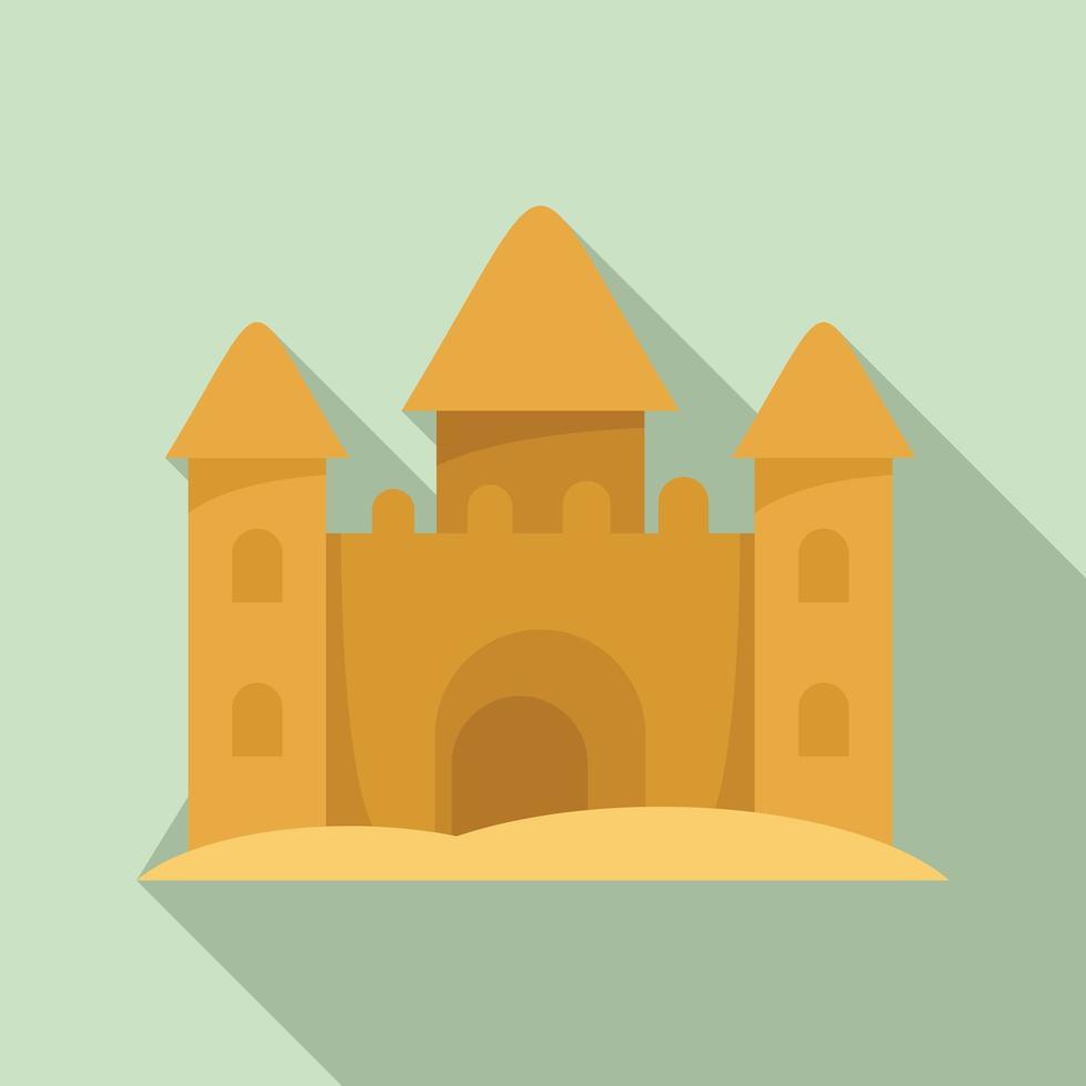 castello fatto di sabbia icona, piatto stile vettore