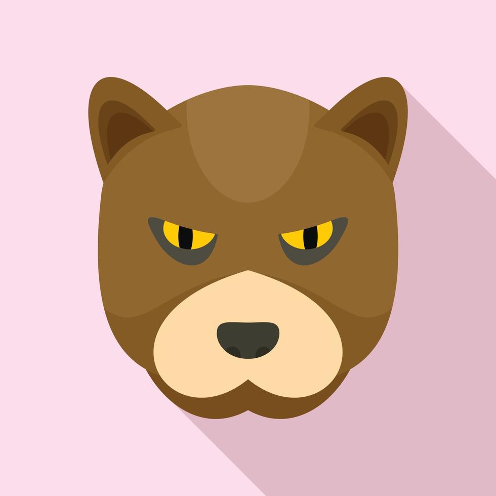 furioso orso icona, piatto stile vettore