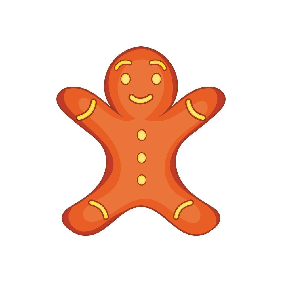 Pan di zenzero uomo biscotto icona, cartone animato stile vettore