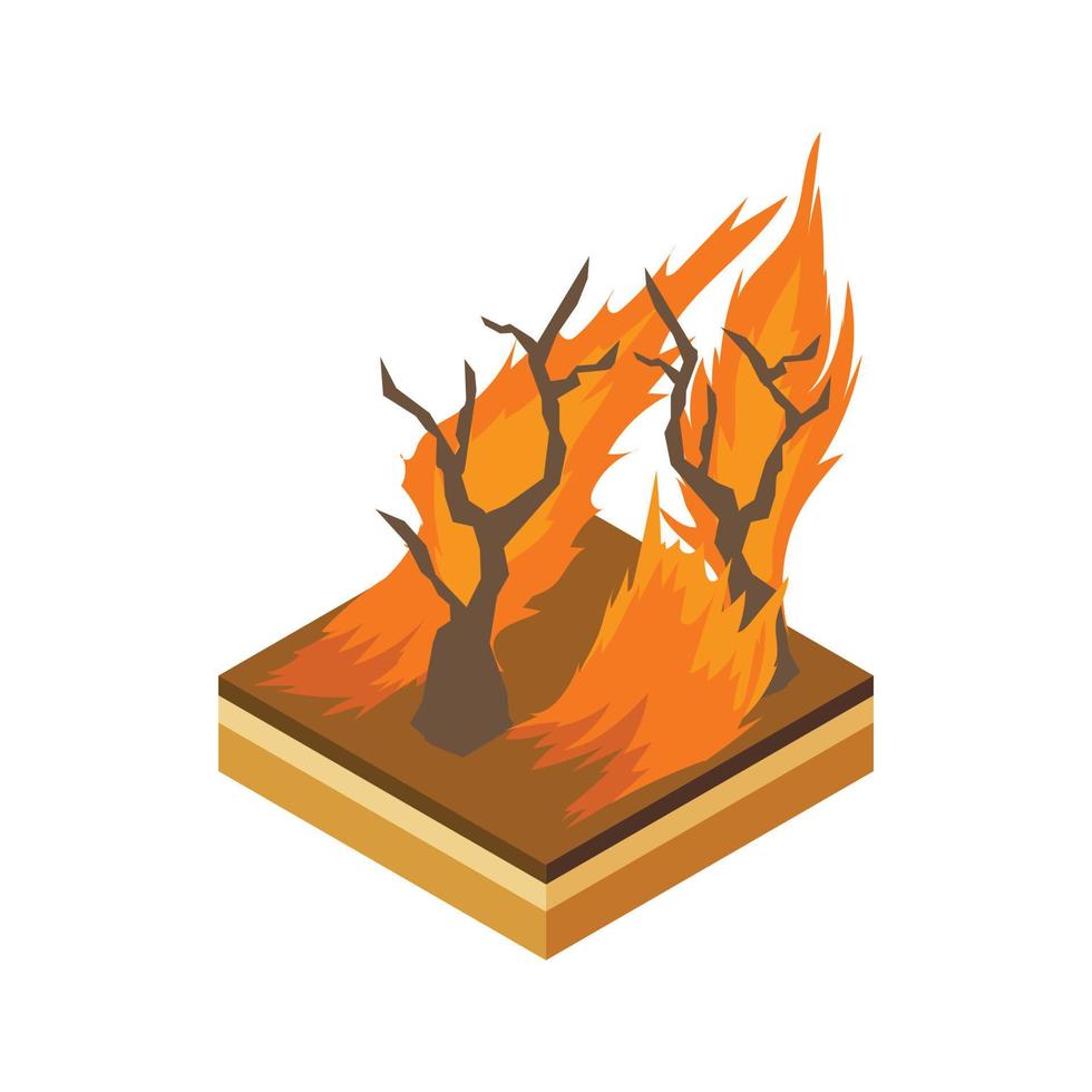 foresta fuoco icona, cartone animato stile vettore