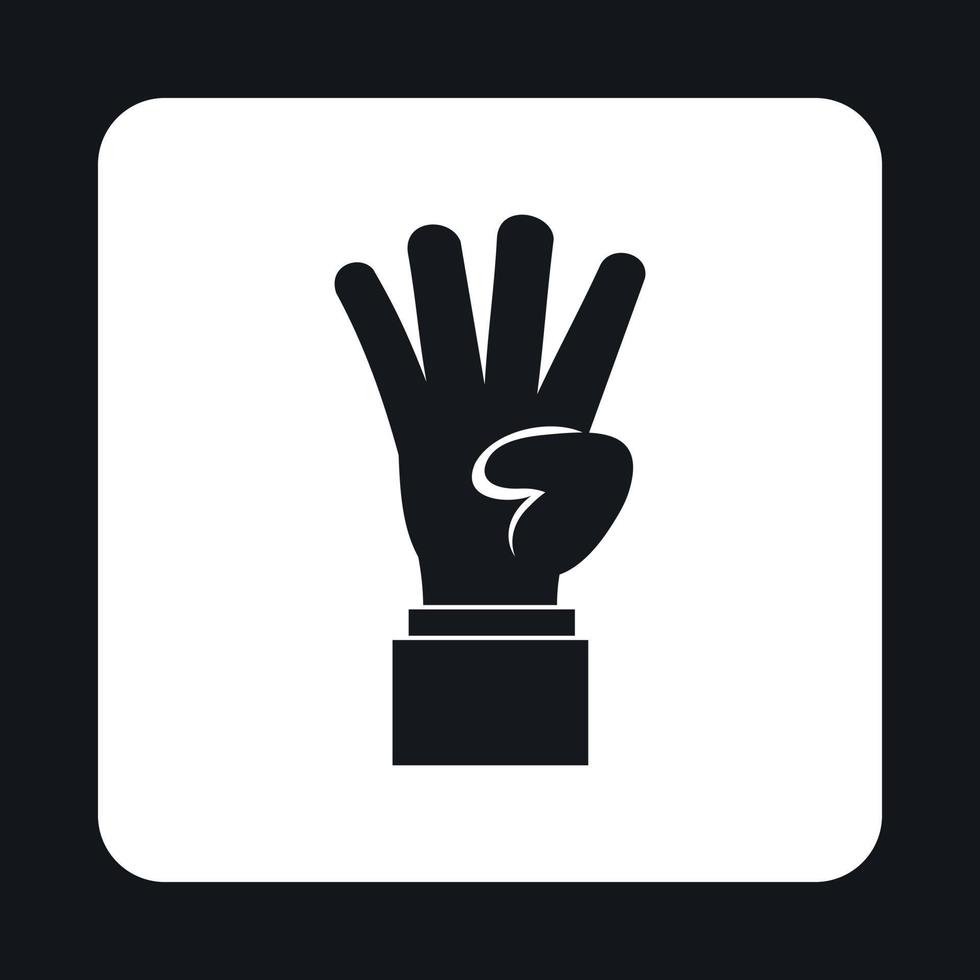mano mostrando numero quattro icona, semplice stile vettore