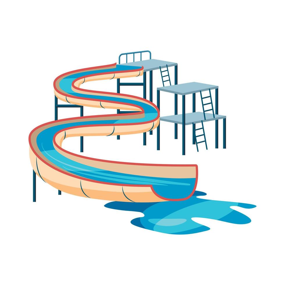 scivolo d'acqua nel piscina icona, cartone animato stile vettore