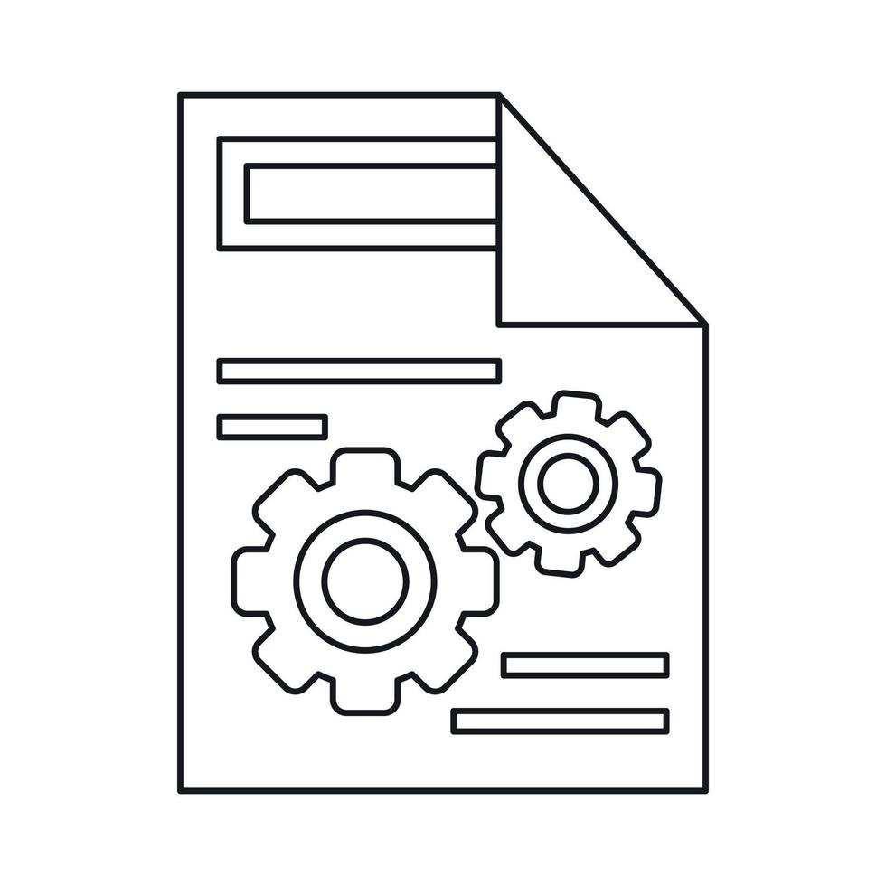 ingranaggi su un' carta icona, schema stile vettore