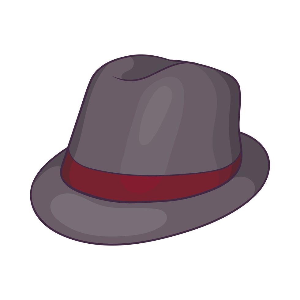 grigio cappello icona, cartone animato stile vettore