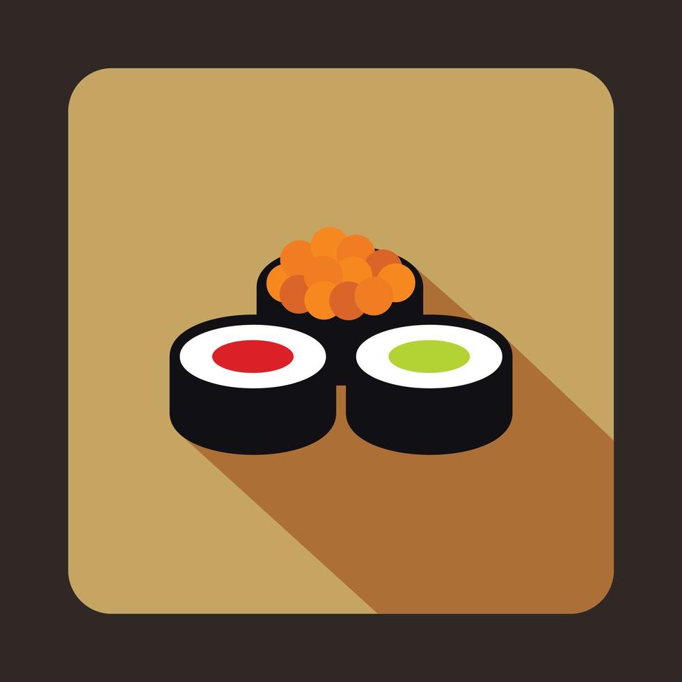 Sushi rotoli icona, piatto stile vettore