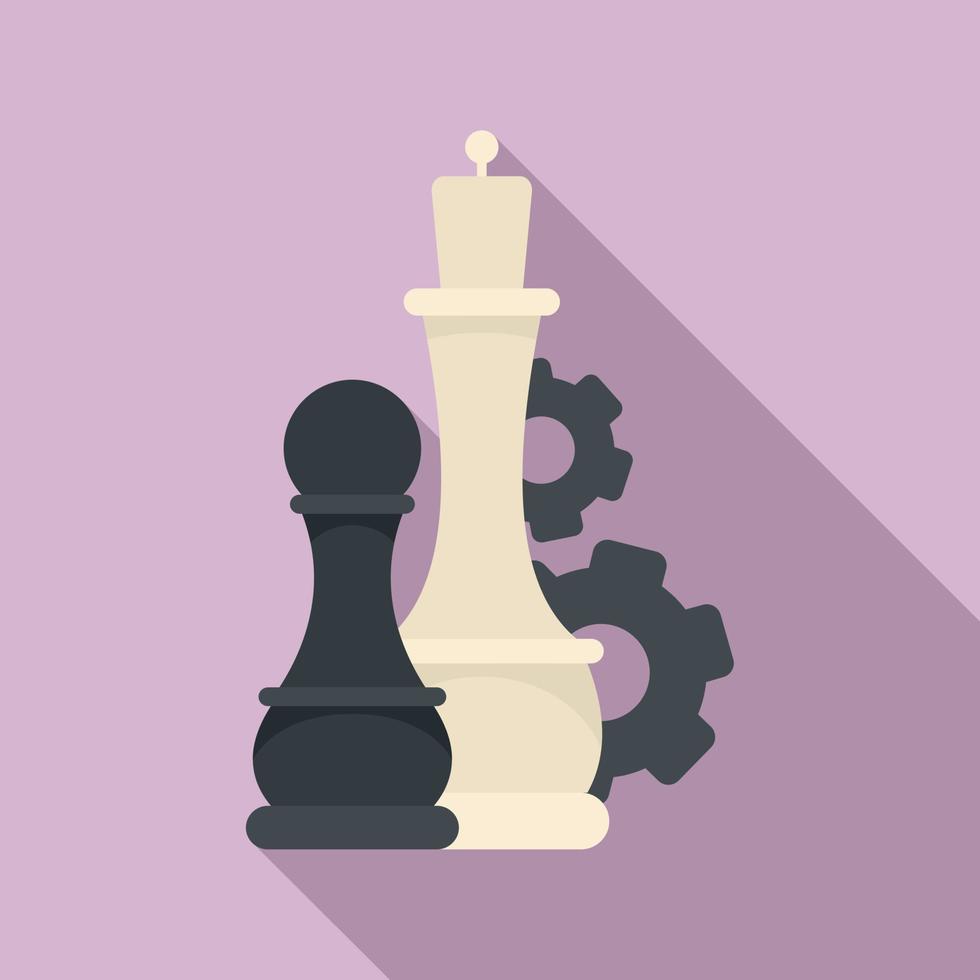 scacchi logica Ingranaggio icona, piatto stile vettore