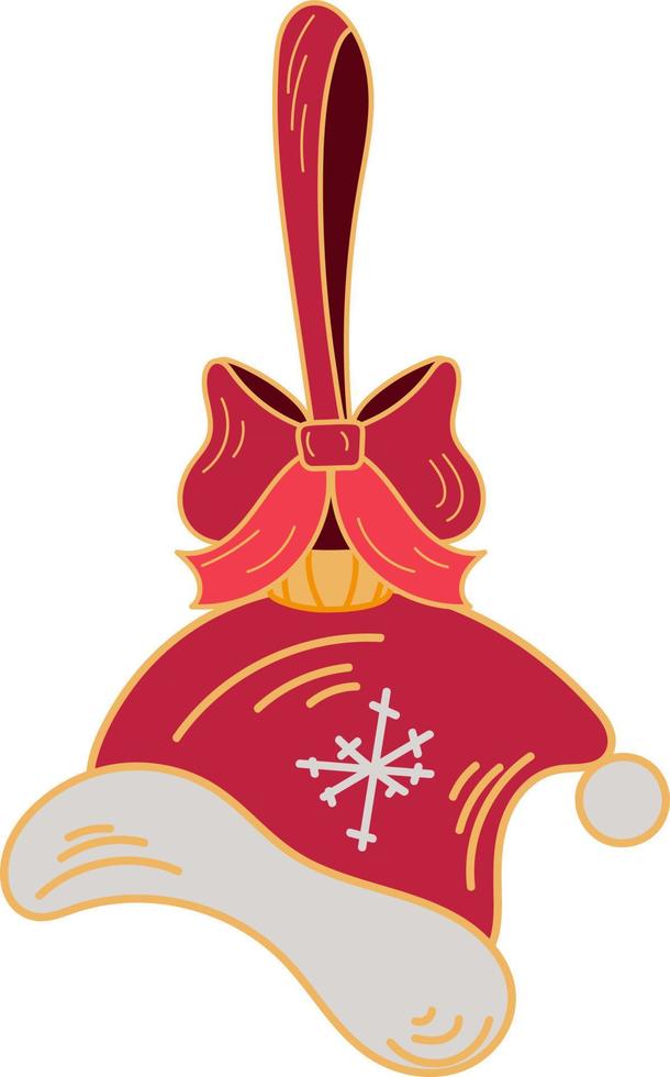 Natale decorazione con rosso e d'oro Santa berretto su nastro. isolato su bianca sfondo vettore
