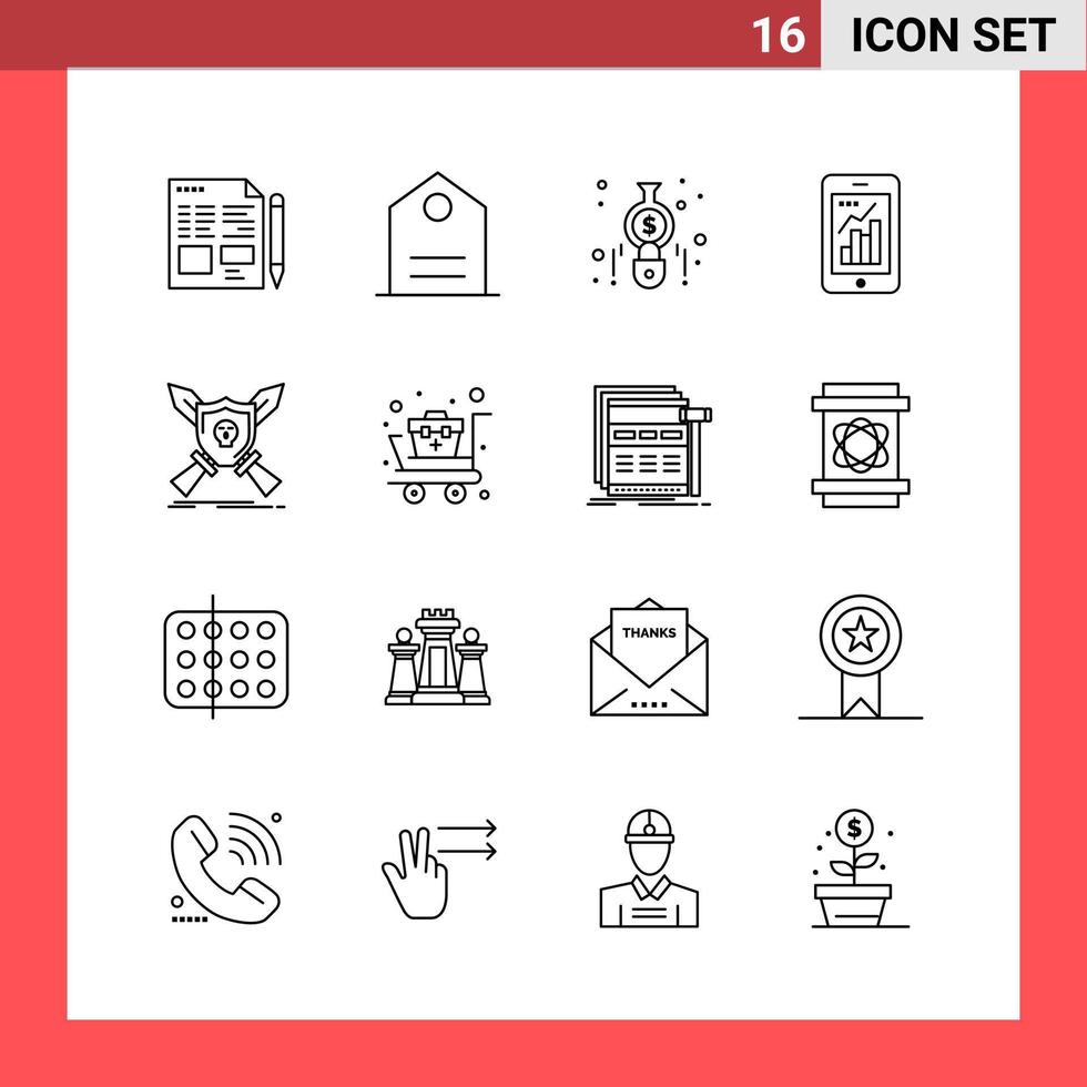 16 icona imballare linea stile schema simboli su bianca sfondo semplice segni per generale progettazione vettore