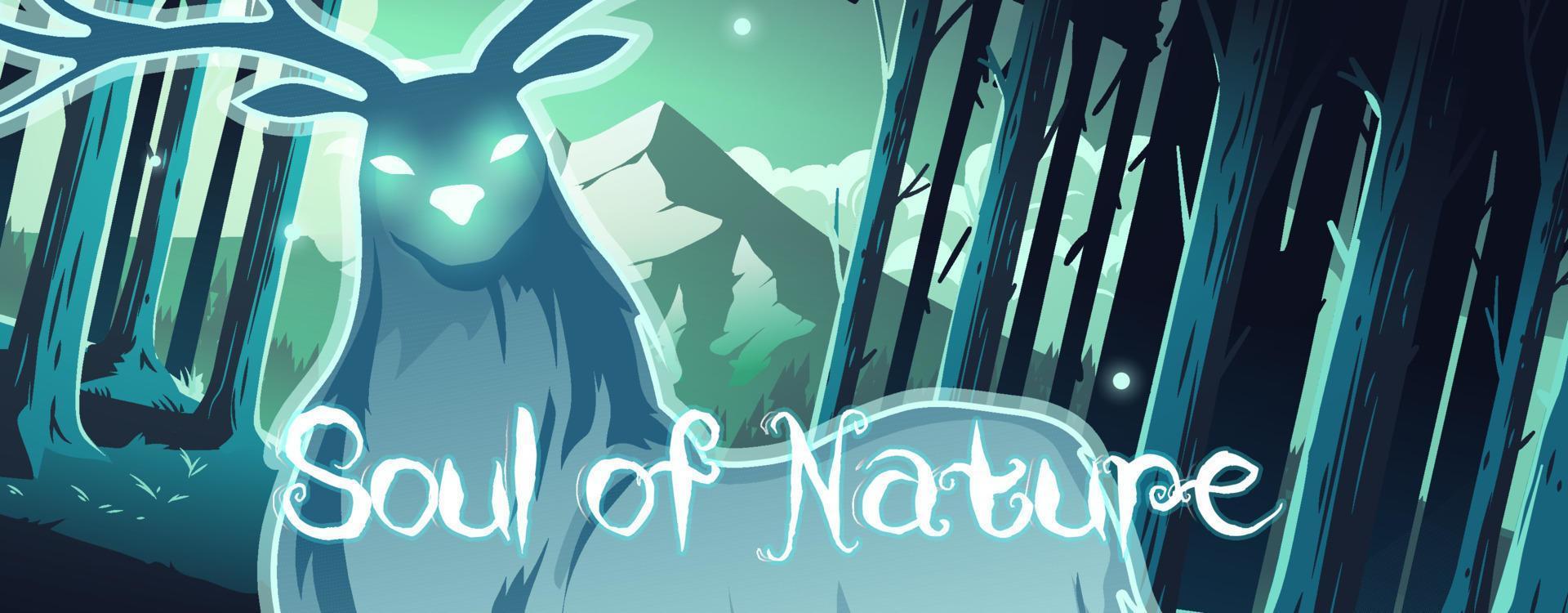 anima di natura cartone animato bandiera Magia cervo nel foresta vettore