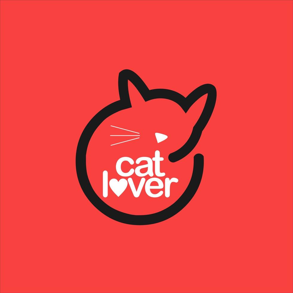 gatto amante logo divertente animale domestico cura vettore