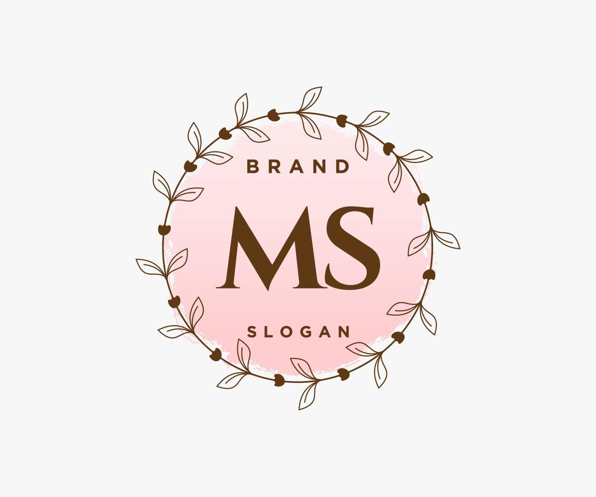 iniziale SM femminile logo. utilizzabile per natura, salone, terme, cosmetico e bellezza loghi. piatto vettore logo design modello elemento.