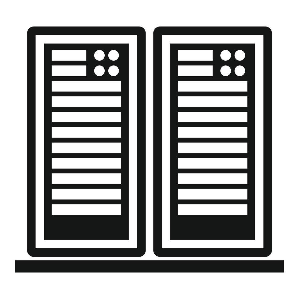 server dati cremagliera icona, semplice stile vettore