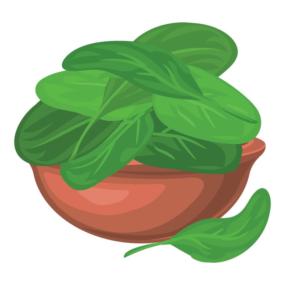 spinaci foglia nel ciotola icona, cartone animato stile vettore
