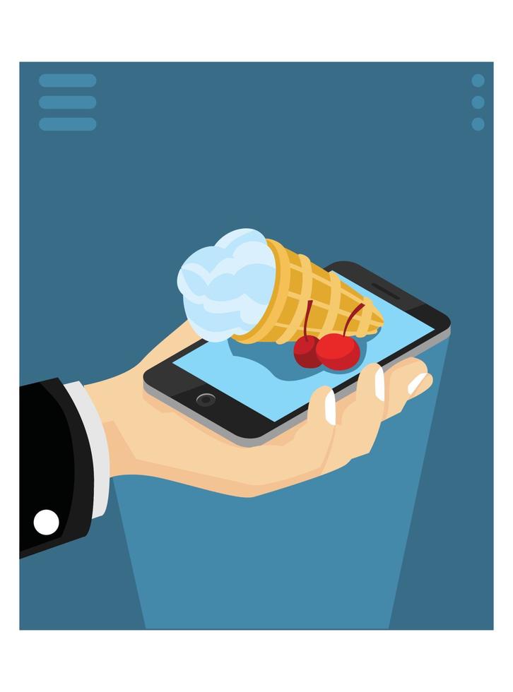 3d isometrico piatto vettore concetto di, ristorante e bar in linea cibo ordine App con smartphone. adatto per diagrammi, infografica, e altro grafico risorse
