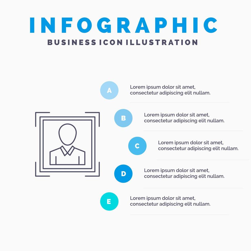 utente utente id id profilo Immagine linea icona con 5 passaggi presentazione infografica sfondo vettore