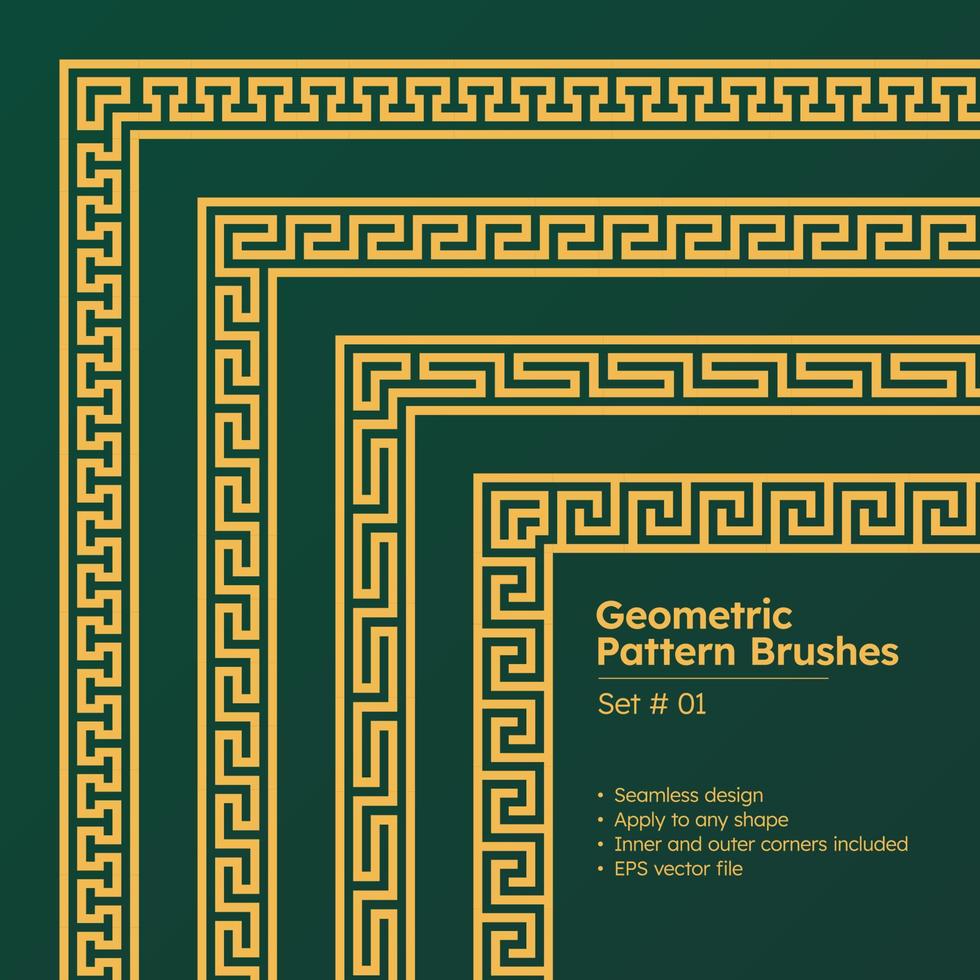 impostato di geometrico modello spazzole greco frontiere design vettore