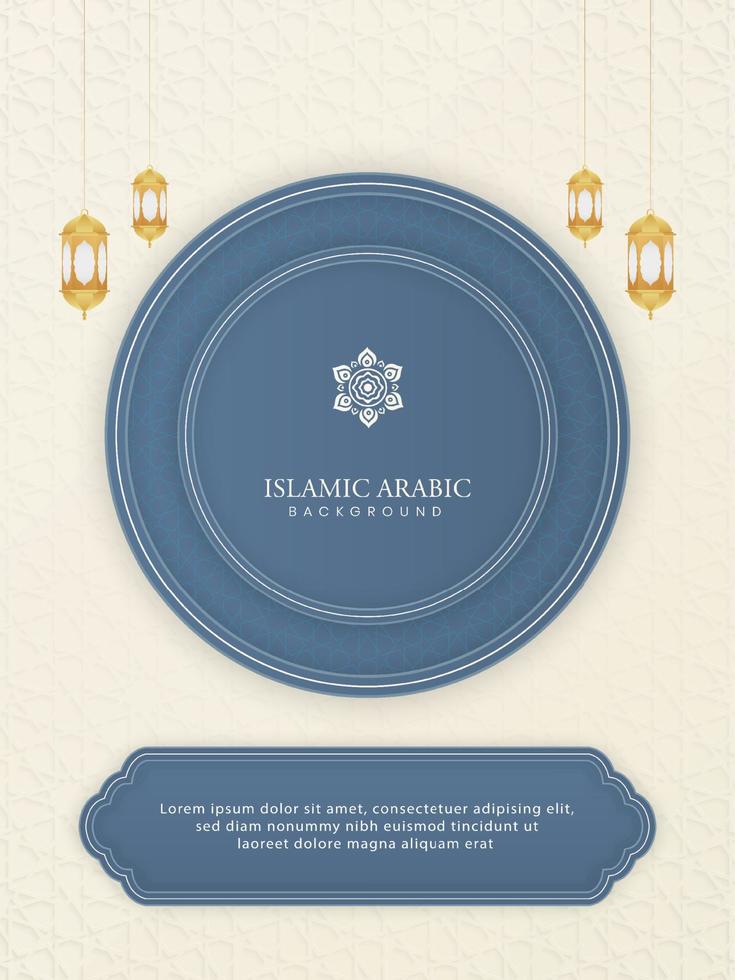 islamico Arabo bianca sfondo con geometrico modello confine telaio e bellissimo ornamento vettore