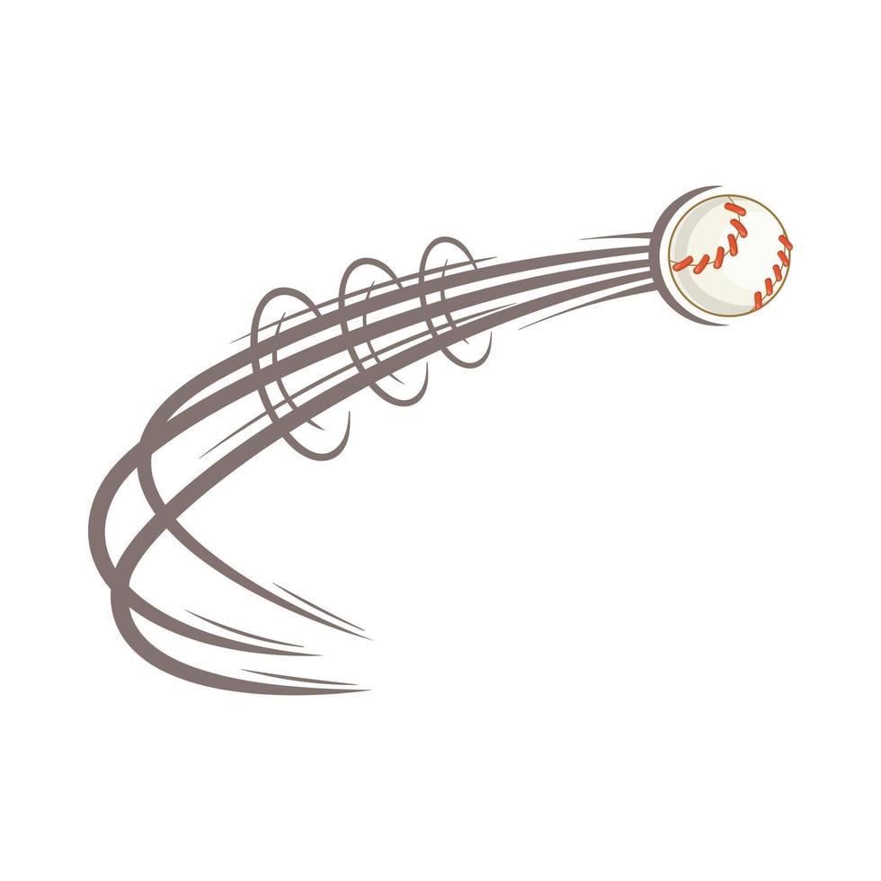 baseball palla volare icona, cartone animato stile vettore
