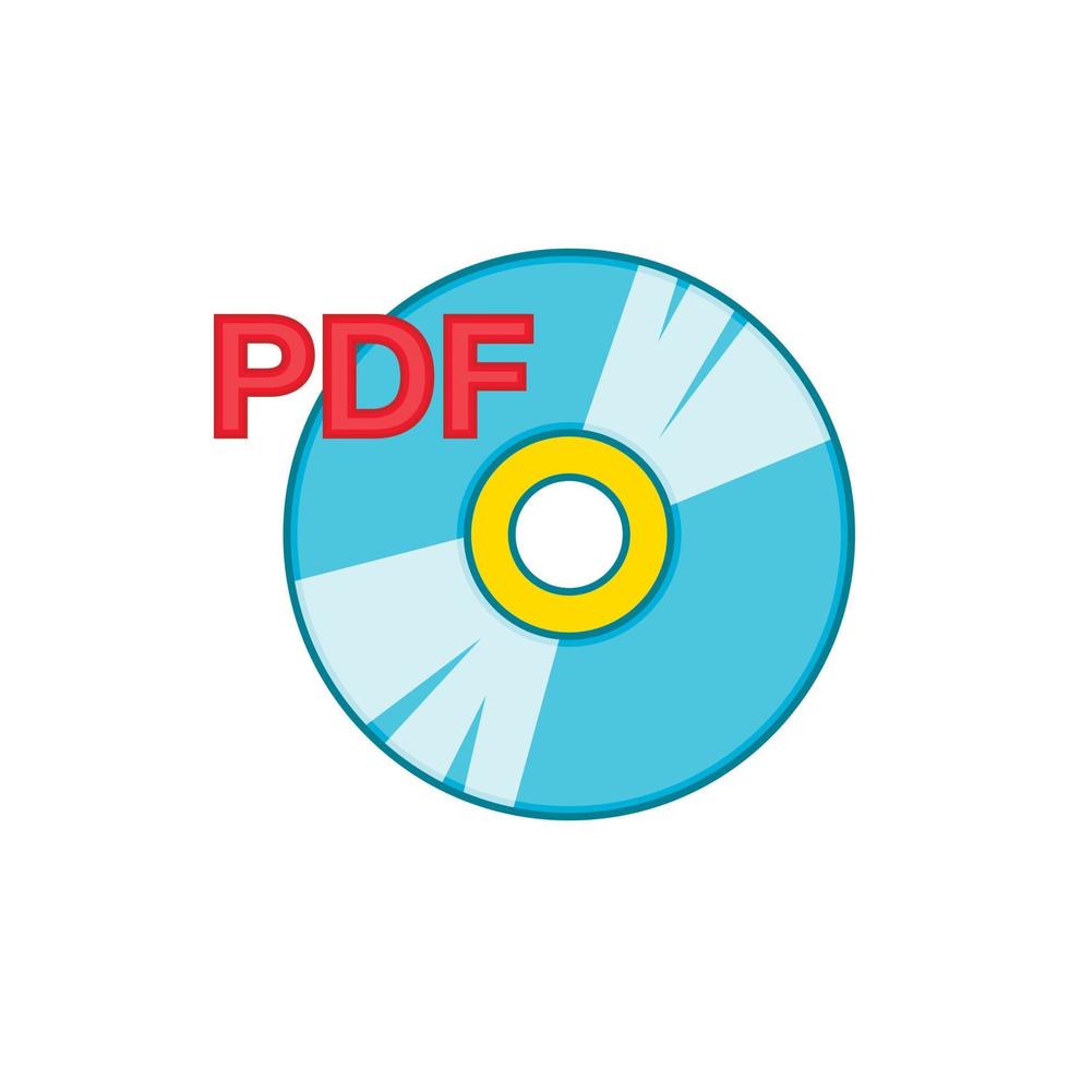 PDF libro icona, cartone animato stile vettore