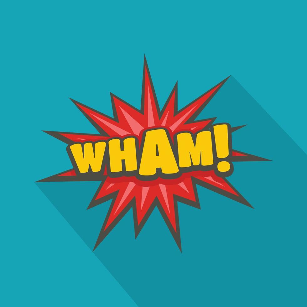 comico boom Wham icona, piatto stile vettore