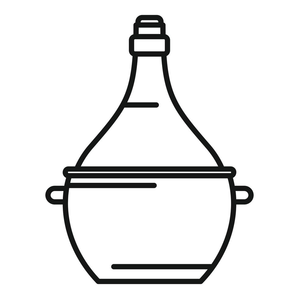 vino cestino bottiglia icona, schema stile vettore