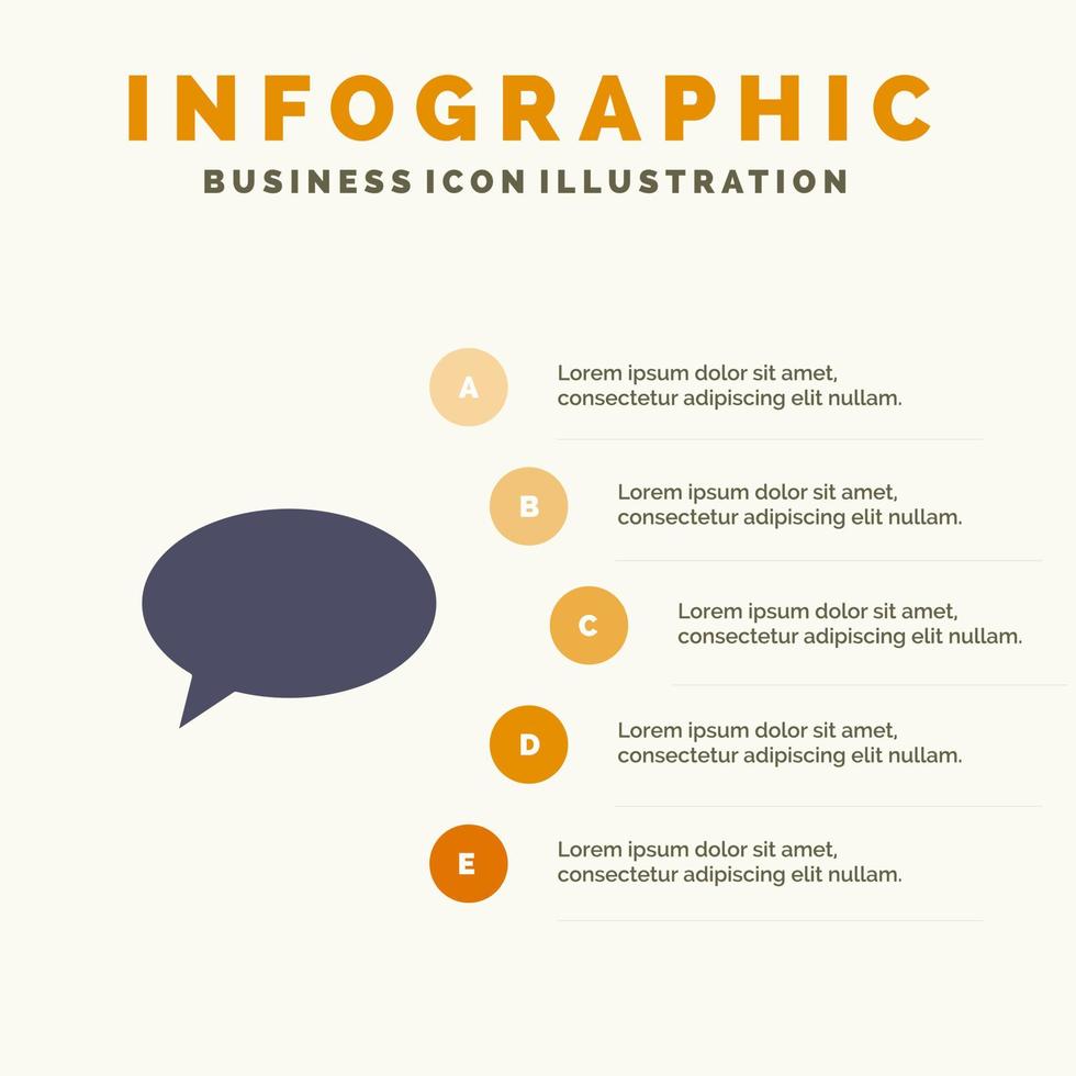 Chiacchierare chat massaggio posta solido icona infografica 5 passaggi presentazione sfondo vettore