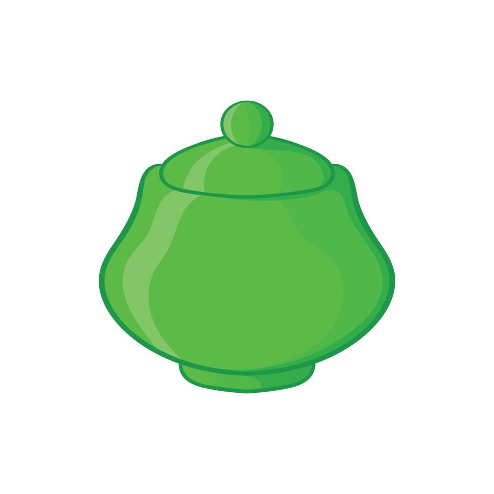 verde ceramica zucchero ciotola icona, cartone animato stile vettore