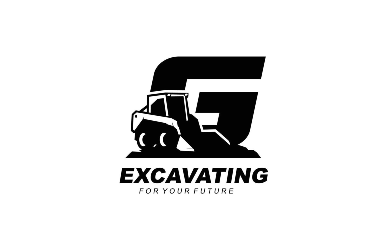 g logo scavatrice per costruzione azienda. pesante attrezzatura modello vettore illustrazione per il tuo marca.
