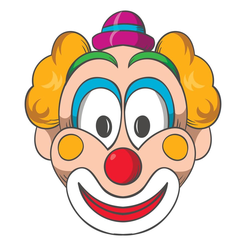 testa di clown icona, cartone animato stile vettore
