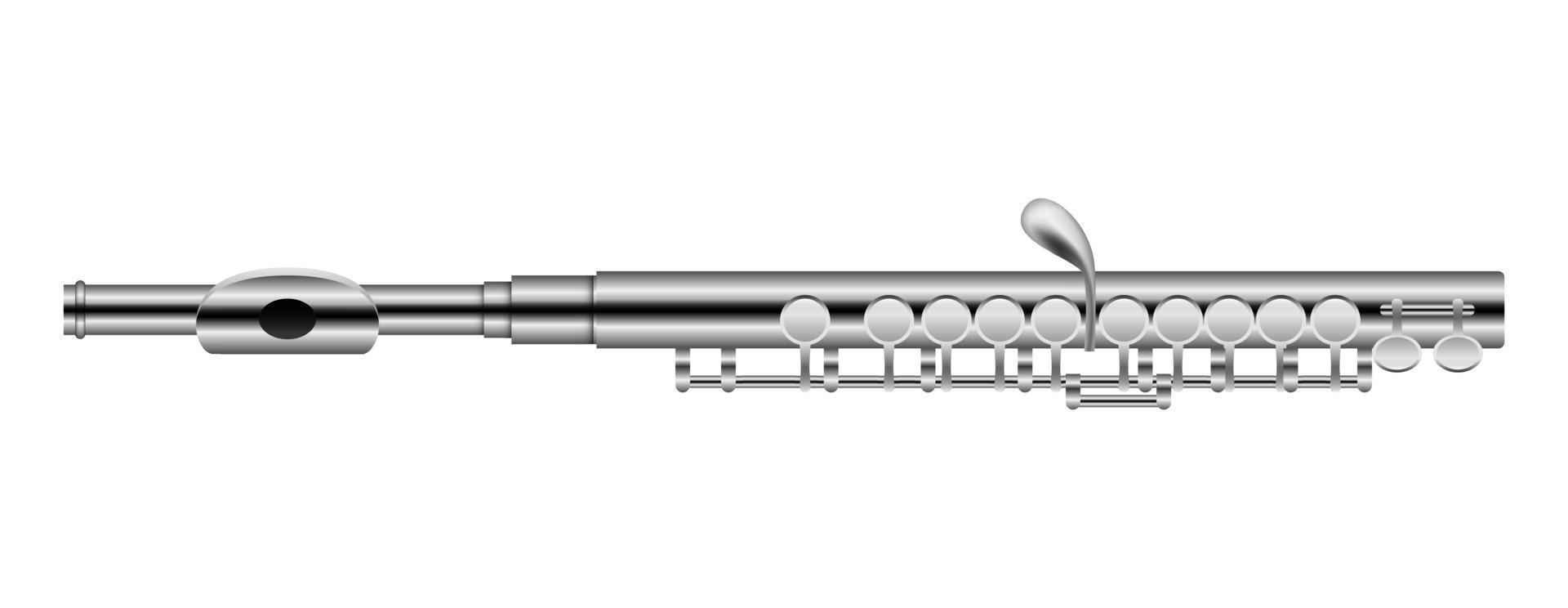 metallo flauto musicale strumento modello, realistico stile vettore