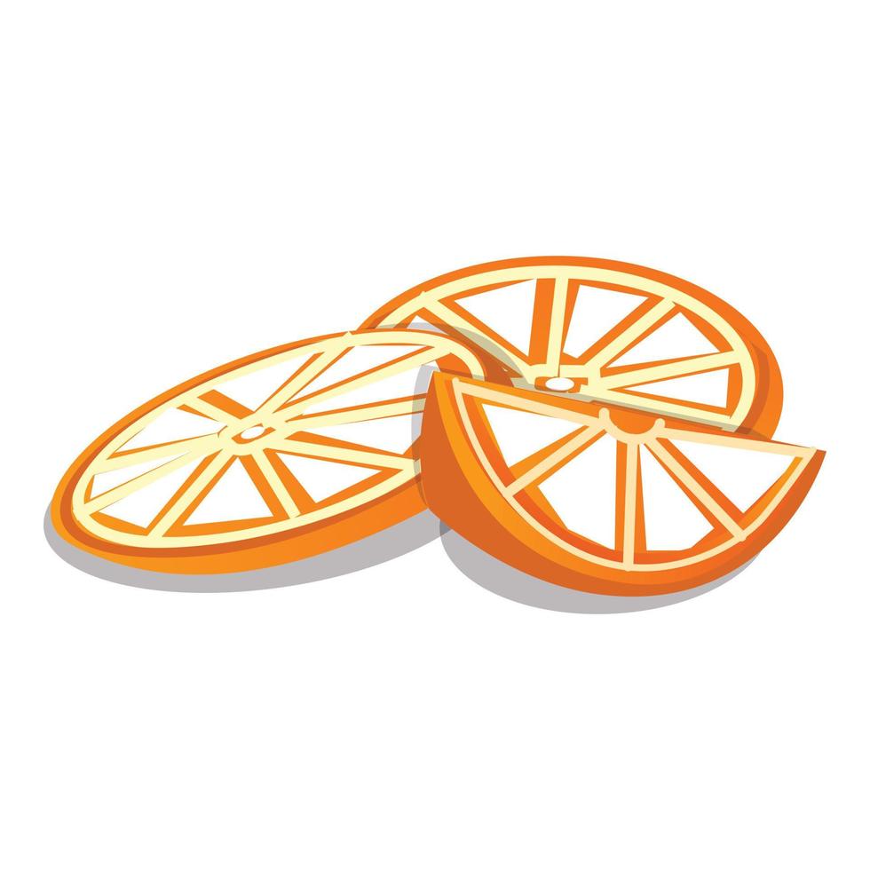 arancia fette icona, cartone animato stile vettore