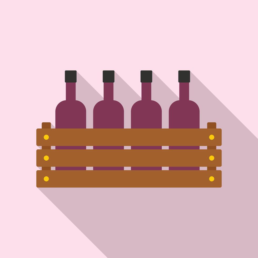 legna scatola vino bottiglia icona, piatto stile vettore