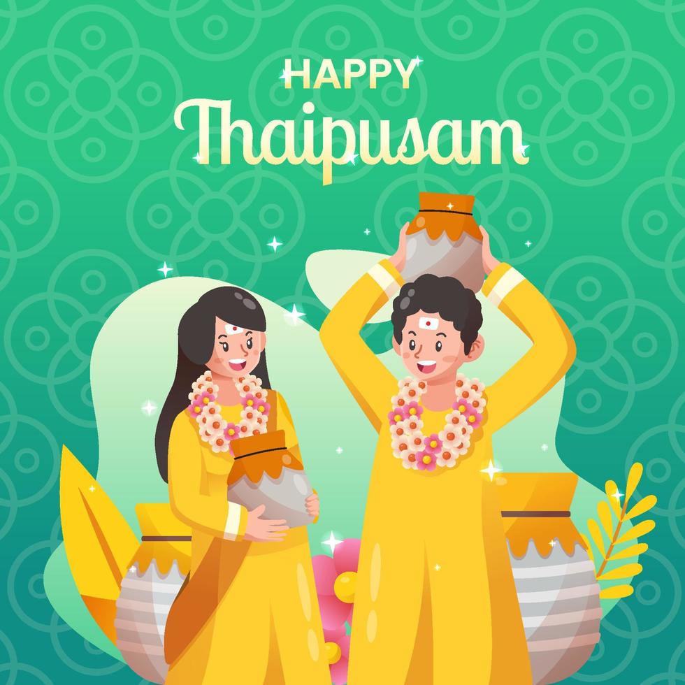 coppia festeggiare Thaipusam giorno vettore