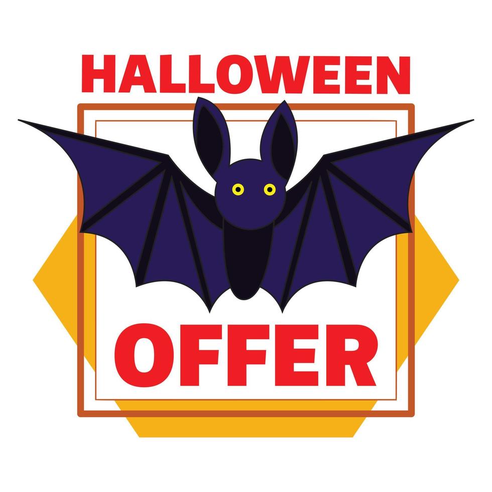 Halloween pipistrello offrire logo, cartone animato stile vettore