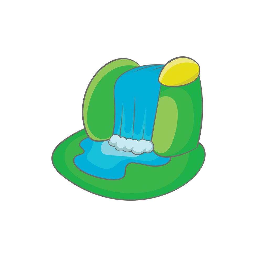 montagna cascata icona, cartone animato stile vettore