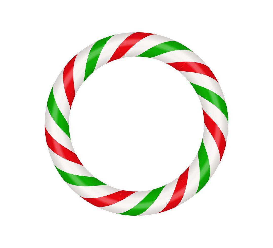 Natale caramella canna cerchio telaio con rosso e verde a strisce. natale confine con a strisce caramella lecca-lecca modello. vuoto Natale e nuovo anno modello. vettore illustrazione isolato su bianca sfondo