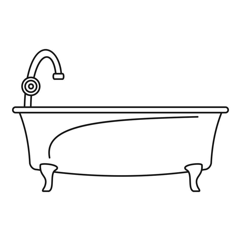 vasca da bagno icona, schema stile vettore
