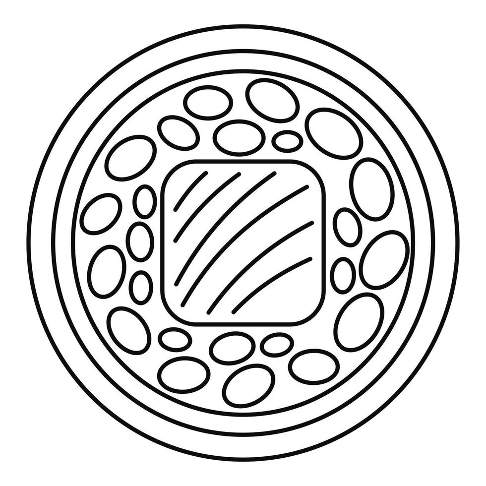 salmone Sushi rotolo icona, schema stile vettore