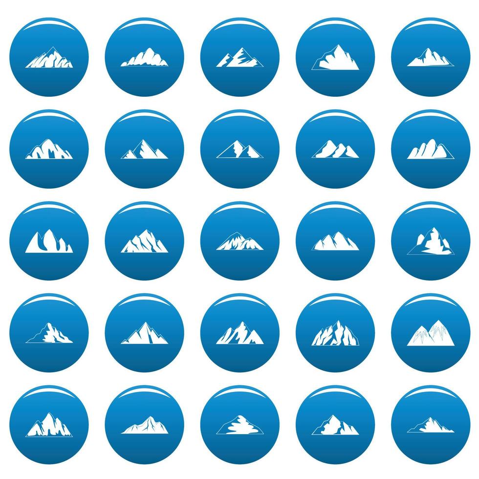 montagna vettore icone impostato blu, semplice stile