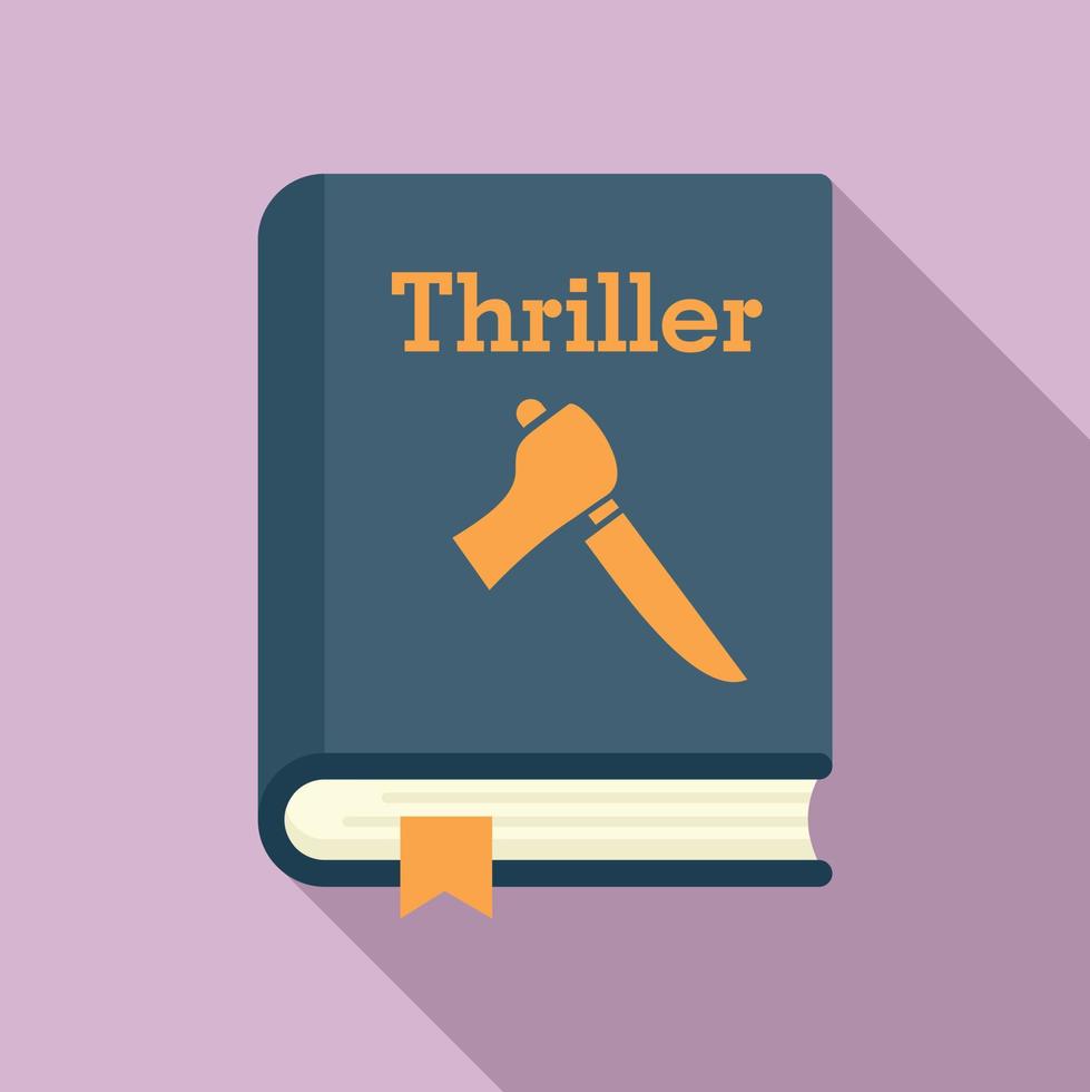 thriller libro icona, piatto stile vettore