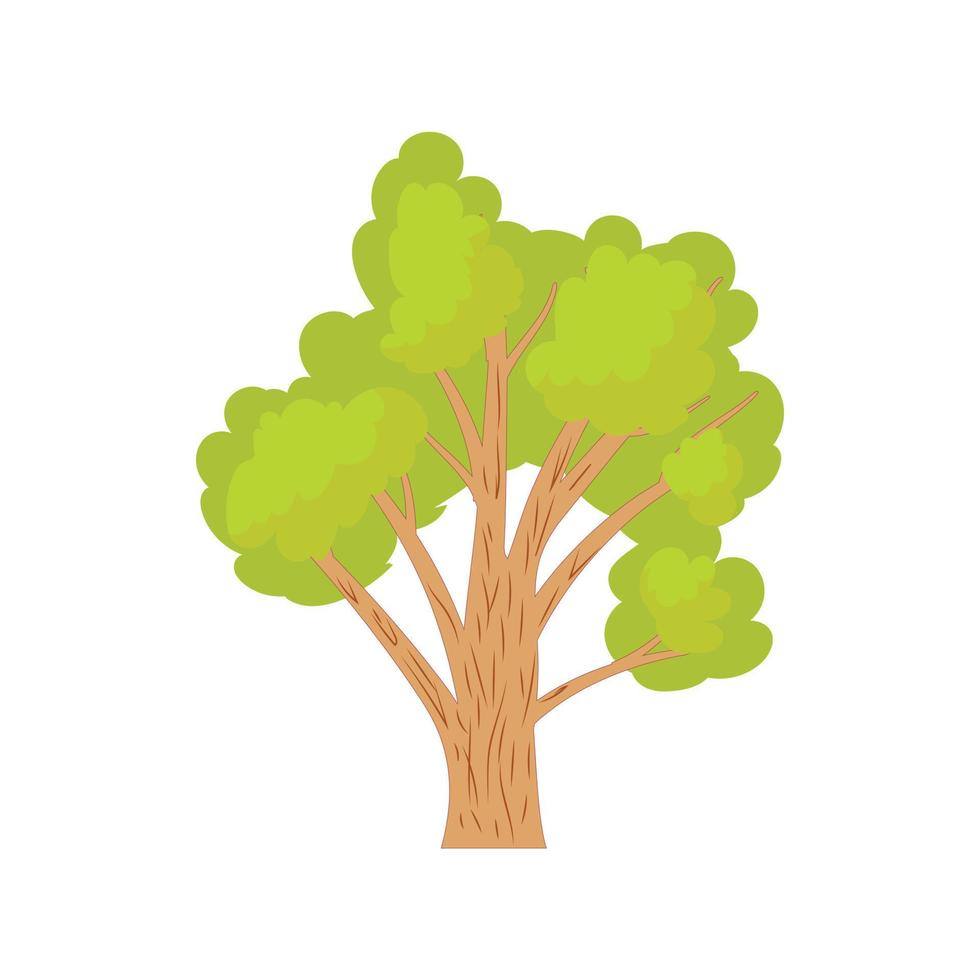 verde albero icona, cartone animato stile vettore